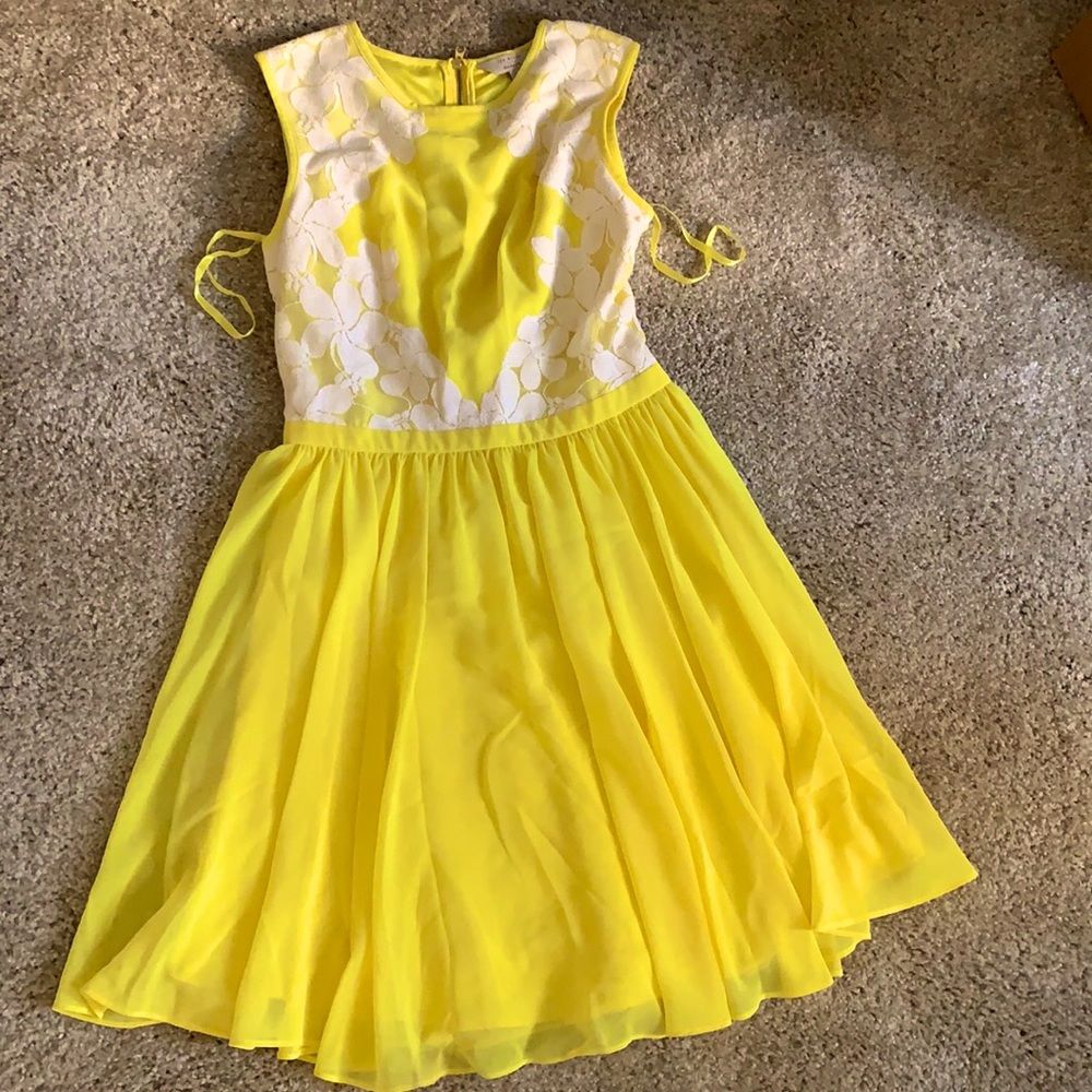 Yellow with floral lace Ted baker dress